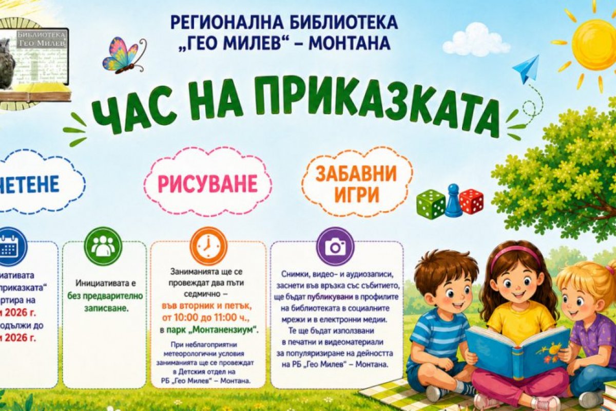 Библиотеката в Монтана организира инициативата „Час на приказката“